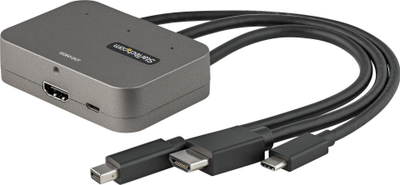 Adapter multiport StarTech CDPHDMDP2HD, USB C HDMI Mini DisplayPort në HDMI, gri