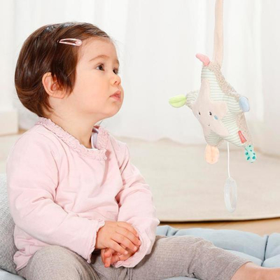 Lodër muzikore për bebe Fehn Mini Music Box Starfish, 18cm, me varëse, shumëngjyrëshe