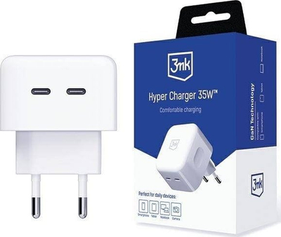 Karikues muri 3MK Hyper Charger 35W, 2x USB C, i bardhë