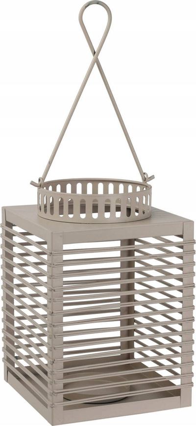 Lampion dekorativ Home Styling Collection, metal, me dorezë, gri