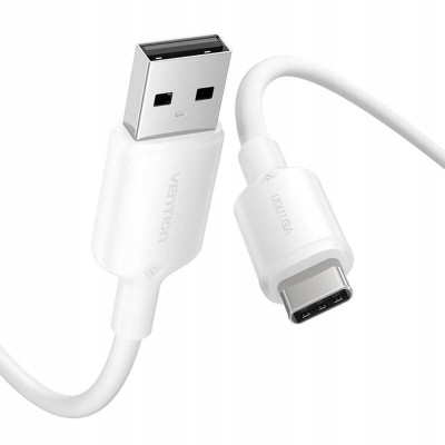 Kabllo USB Vention CTQWF, USB 2.0 A në USB C, 1m, 3A, e bardhë