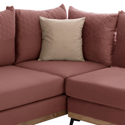 Divan këndor MESINA, 290x240 cm, këmbë të larta, dusty pink