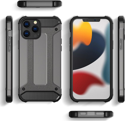 Футрола за телефон Hybrid Armor, за iPhone 13 Pro Max, два слоја, сребрена