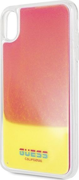 Futrollë Guess Glow in the Dark TPU për iPhone Xs Max, rozë sand me të verdhë