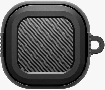 Mbulesë kufjesh Spigen Rugged Armor Samsung Galaxy Buds 4 4 Pro, TPU, me karabinë, e zezë mat