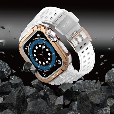 Rrip ore me kasë Hurtel Protect Strap Band për Apple Watch 41 40 38mm, i fortë, rozë