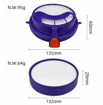 Set filtrash për fshesë me korent Dyson DC25, 2 copë, prefiltri edhe filtri HEPA