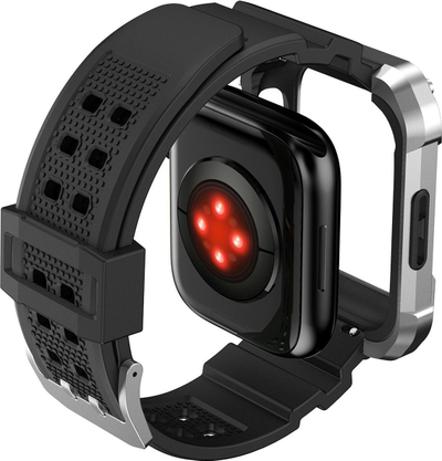 Set rrip dhe mbrojtëse Kingxbar CYF134 për Apple Watch 44/45mm, çelik inox, argjendtë