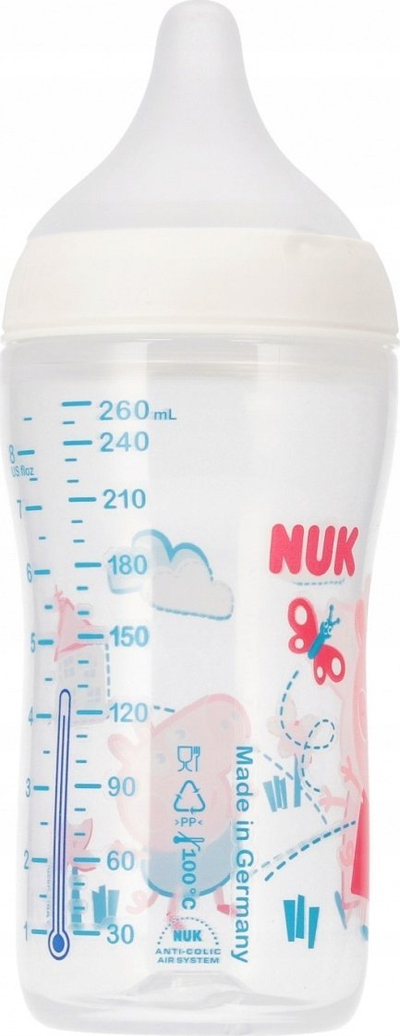 Biberon NUK Perfect Match Peppa Pig, Temperature Control, 260ml, shumëngjyrësh