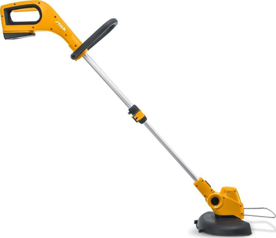 Trimmer bari STIGA GT 100e, bateri 20 V 2 Ah, gjerësi prerjeje 25 cm, i verdhë