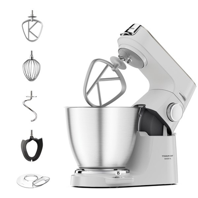Mikser planetar Kenwood Titanium Chef Baker XL KVL65.001WH, tas inoksi, i bardhë
