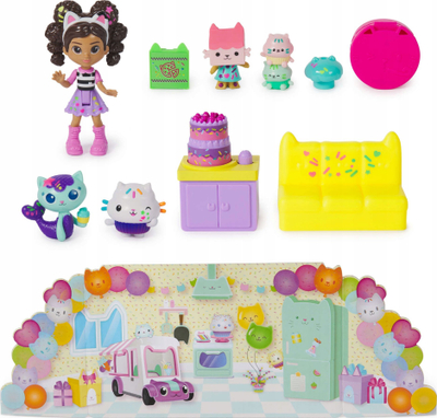 Set figurash lodër Gabby’s Dollhouse Birthday Multi-Pack, figura për me mbledh, me gjëra feste, shumëngjyrësh