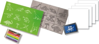 Set stampash SES Dinosaur, 11 vula, shumëngjyrësh