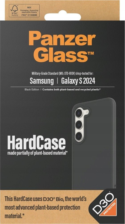 Kapak mbrojtës PanzerGlass HardCase D3O për Samsung Galaxy S24, rezistent ndaj goditjeve, MagSafe, i zi