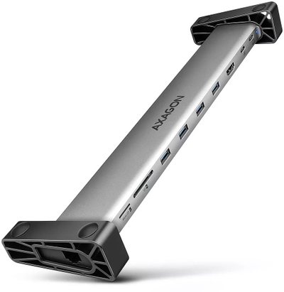 Hub USB Axagon HMC-10HLS, 9në1, USB-C, 4K, ngjyrë argjendi
