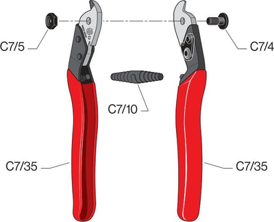 Prerëse kabllosh Felco C7, kapacitet 7mm, doreza plastike, e kuqe
