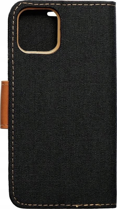 Këllëf telefoni Canvas për Samsung Galaxy A15, si libër, me xhepa për karta, me mbyllje me magnet, i zi