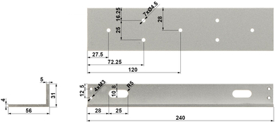 Set mbajtës për bravë elektromagnetike BZE-320, Z-bracket dhe këndore, alumin