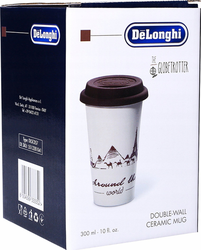 Filxhan udhëtimi Delonghi Globetrotter, qeramikë me dy shtresa, 300ml, i bardhë
