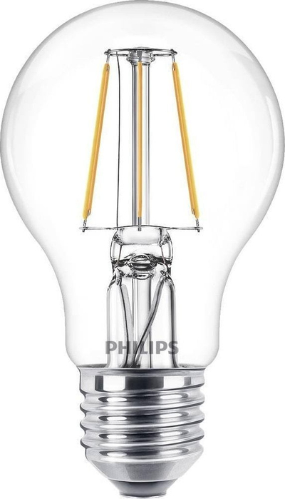 Llambë LED Philips E27 A60 Filament, 4W, 2700K, transparente