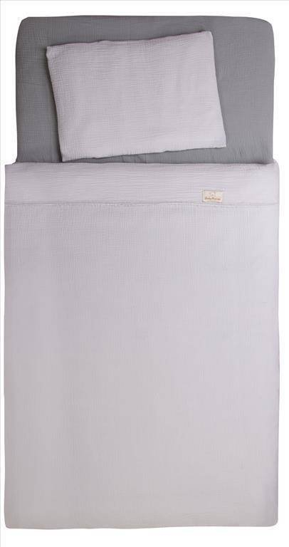 Set posteqesh pambuku për krevat bebe, 100 x 135 cm, 40 x 60 cm, gri