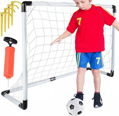 Set portë futbolli me top dhe pompë Football Goal Ball Pump 23459, plastike, për kalamaj, shumëngjyrëshe