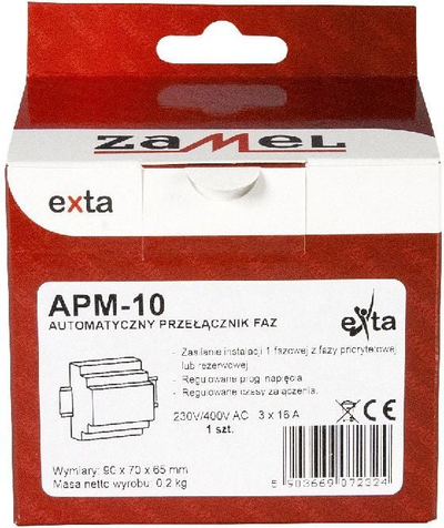 Ndërprerës automatik fazash Zamel APM-10, 16A, 230V 3x400V N