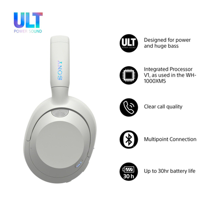Kufje Sony ULT WEAR, wireless Bluetooth, me heqje zhurme, Off White