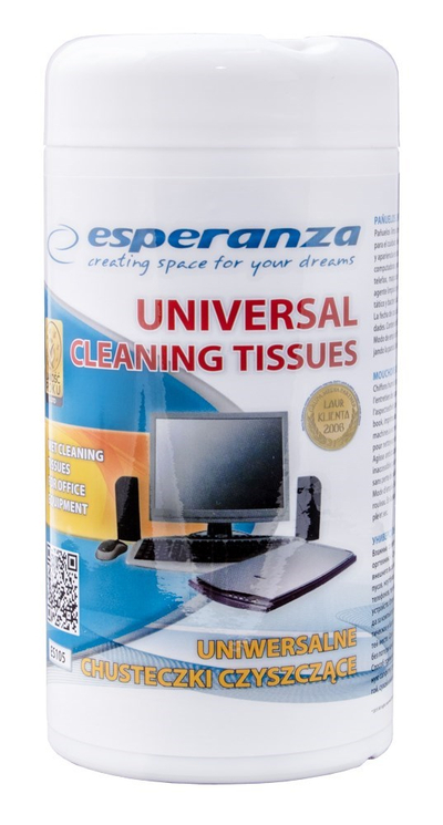 Shfletë pastruese universale Esperanza ES105, për ekrane dhe plastikë, 100 copë