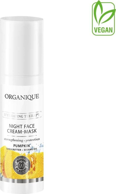 Maskë nate për fytyrë Organique Hydrating Therapy Pumpkin, lagie e fortë për lëkurë, 50 ml