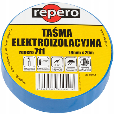 Shirit izolues Repero 711, 19mm x 20m, PVC, i verdhë