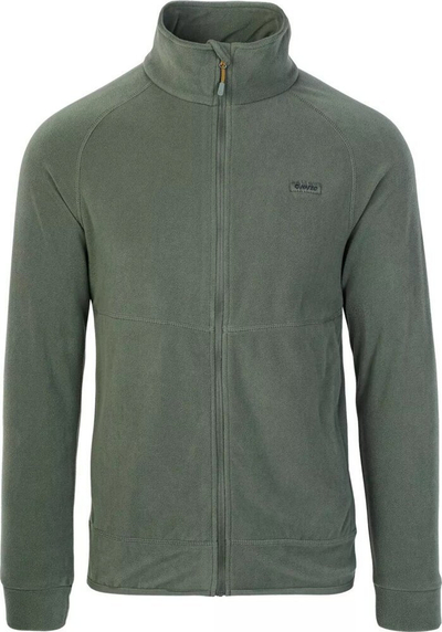 Bluza fleece për burra Hi-Tec Sauli M, 100% poliester, me zinxhir gjithandej, jeshile