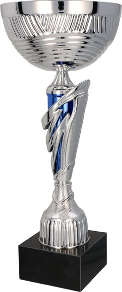 Kupë trofe Tryumf Metal Trophy T M 7156E, 27cm, metal edhe mermer, argjendtë blu