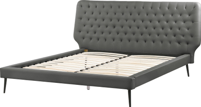 Set dhome gjumi Beliani Essonne, krevat dopio i madh 160x200 cm, lëkurë sintetike, gri