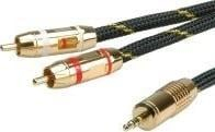 Kabllo audio Roline 11.09.4273, 3.5mm në 2x RCA, 2.5m, i zi