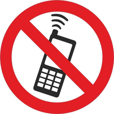 Sticker paralajmërues Prohi Talk on the Phone, 130x130mm, shumëngjyrësh