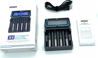 Karikues baterish XTAR X4, 4 vende karikimi, ekran LCD, i zi