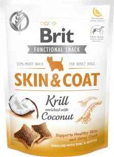 Функционални закуски за кучиња Brit Functional Snack Skin Coat Fur, со крил и кокос, 150 g