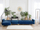 Divan këndor kadife ABERDEEN, modular, krevati dopio, blu navy