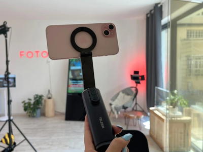 Држач за телефон Telesin Travel Phone Holder Magnetic Version, магнетен, со Bluetooth далечински управувач, црн