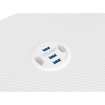 Tavolinë gaming Genesis Holm 320 RGB, 120×60 cm, HUB USB, e bardhë