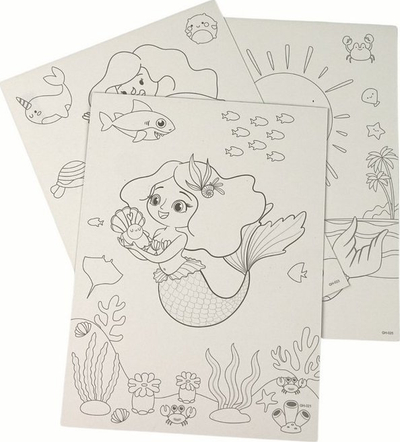 Libër kreativ Scratch Mermaids Artcards, 9 faqe, me shkop druri, shumëngjyrësh