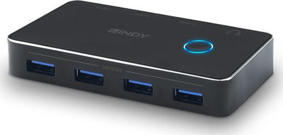 Ndarës USB Lindy 43387, 4 porta USB 3.0, dalje audio 3.5mm, gri
