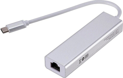 USB C hub RoGer AD15642, 3x USB 3.0, RJ45, ngjyrë argjendt