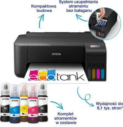 Printer me ngjyrë Epson L1250 (C11CJ71402), 5760 x 1440 dpi, i zi 