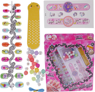 Set kreativ për thonj ProNice Creative Nail Beauty, me stickers, me byzylykë, shumëngjyrësh