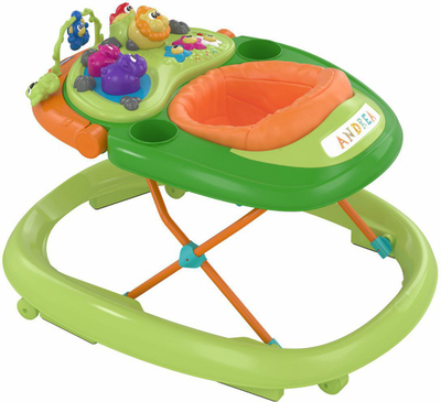 Karrocë ecëse për bebe Chicco Walky Talky Green Wave, lartësia rregullohet, pult me lodra, jeshile