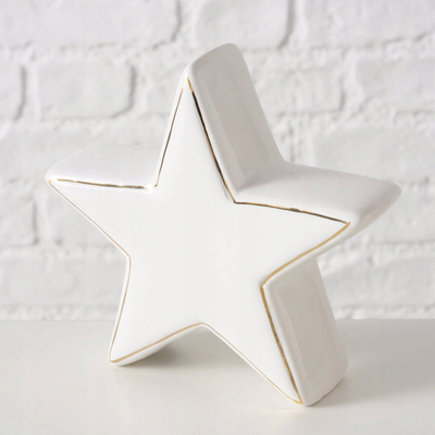Figurinë dekorative Ville Natural Stone Star, 13 cm, gur natyral, e bardhë