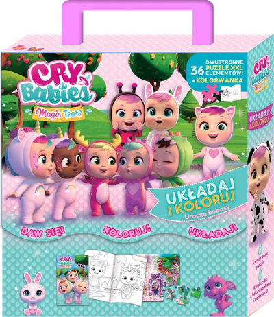 Set aktiviteti Cry Babies Arrange And Color, libër ngjyrosje, puzzle dyanësh, shumëngjyrësh