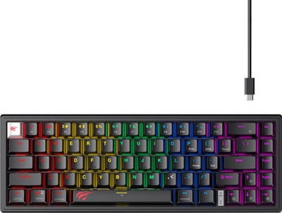 Tastierë gaming Havit HV-KB874L, 67 taste, RGB, e zezë